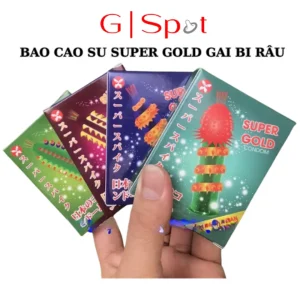 Bao Cao Su Super Gold, Siêu Gai Bi Râu - Hộp 2 cái, Giúp Tăng Kích Thích
