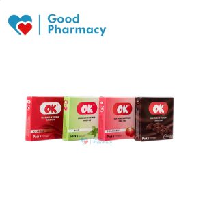 [CHÍNH HÃNG] Bao cao su OK đủ hương (Bạc hà, dâu, chocolate, truyền thống) 49mm, giúp bảo vệ an toàn [bcs, ba con sói]