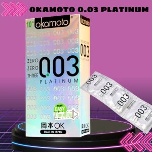 Bao cao su Okamoto 0.03 Platinum Trong Suốt Mềm Mại Hộp 10 Cái