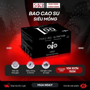 Bao cao su siêu mỏng 001 oio đen kéo dài thời gian cuộc vui ,chống xuất tinh sớm ,nhiều gel bôi trơn , hộp 10 bcs